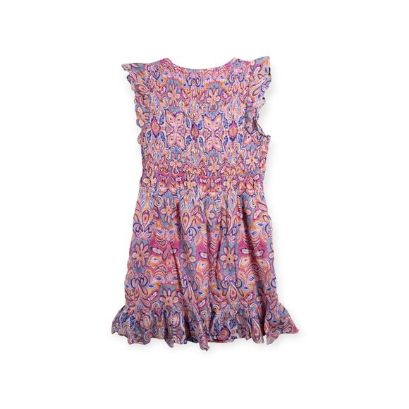 Anthropologie Peregrine Paisley Mini Dress Ruffle Sleeves Pink & Purple SZ SP Bo - Picture 2 of 8